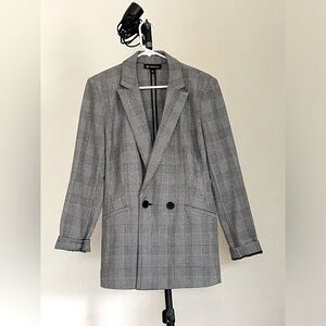 INC International Concepts Plaid Black & Grey Coat - Size M